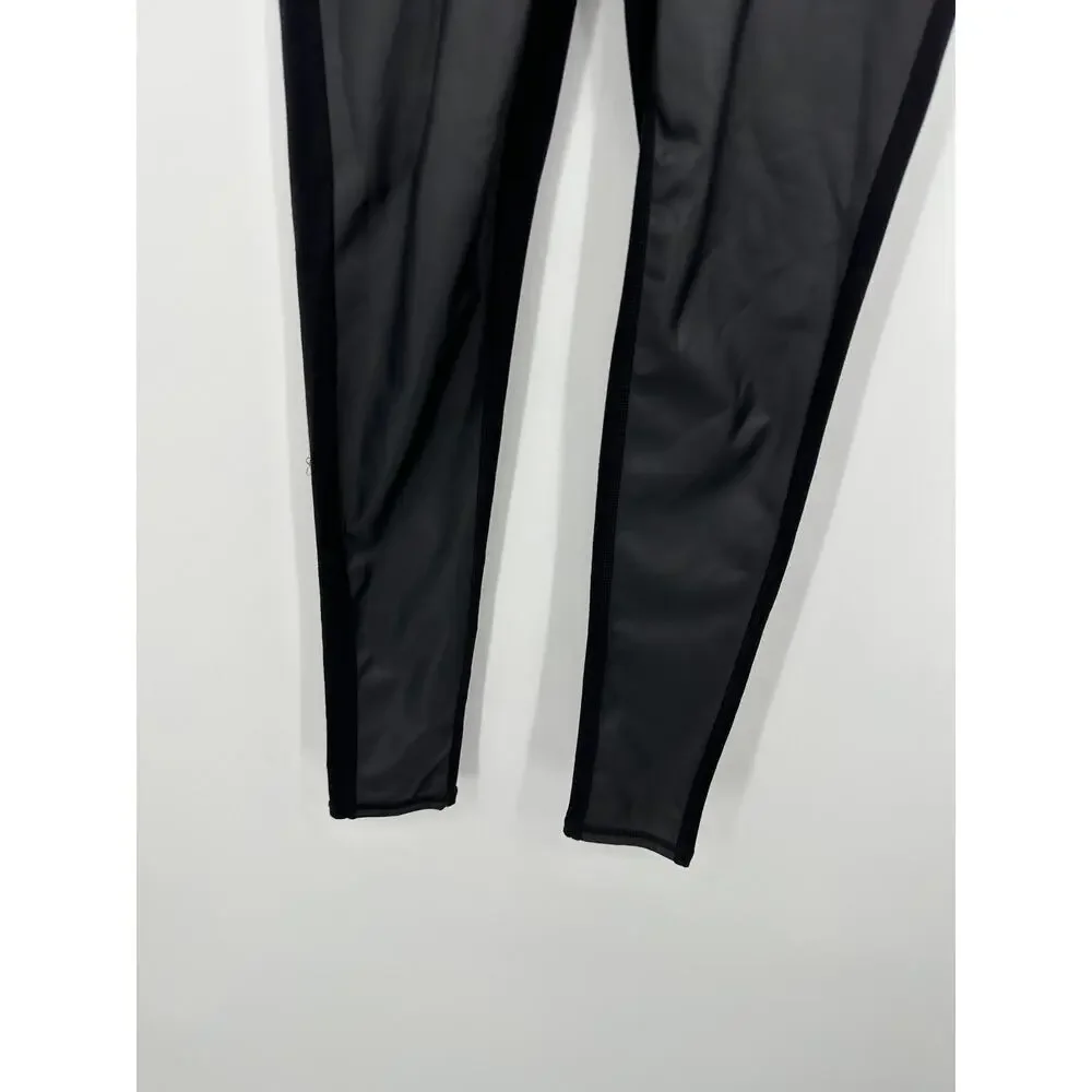 Athleta Womens‎ High Rise Gleam Tight Leggings Sz XS Black Faux Leather Ankle